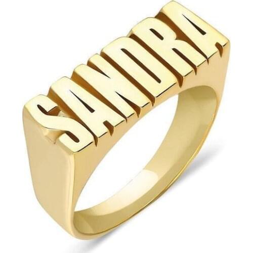 Gold Plated Personalized Customized Name Ring Hip Hop Gothic Name Ring Women Gift