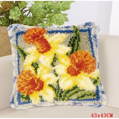 Cushion Button Package Carpet Embroidery DIY Smyrna Latch Hook Rug Flowers Pillow Foamiran For Needlework Crochet Carpet Kits