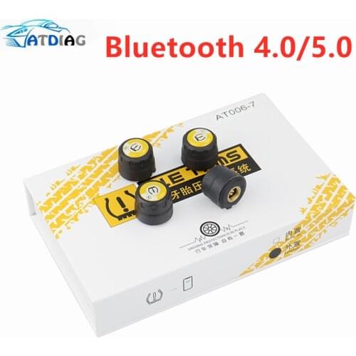 For Android/IOS Bluetooth 4.0 5.0 TPMS Real time Tire Pressure Alarm Monitor System 4 external sensors Universal For Cars