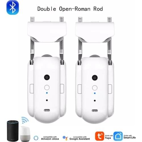 Tuya Smart Curtain Robot Bluetooth Wireless Automatic Curtain Opener For Roman Rod and inner groove rail Control Alexa Google