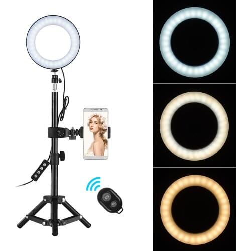 In CZ 6 Inch 3000-6000K Selfie LED Ring Light Tripod Stand Remote Control Phone Holder Ring light for Video Live for Smartphone