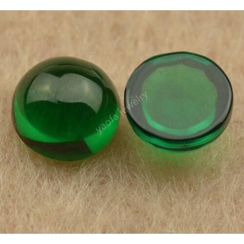 High Temperature Resistance Green Nano Stone 1.5~6mm Half Round Cabochon Shape Flat Back Loose Synthetic Gems For Wax Casting