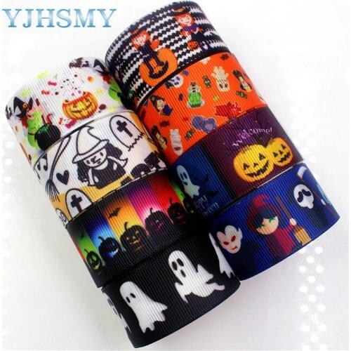 YJHSMY D-17817-718,25 mm 5 Yards Halloween Thermal transfer Printed grosgrain Ribbons,clothing Accessories DIY package Material