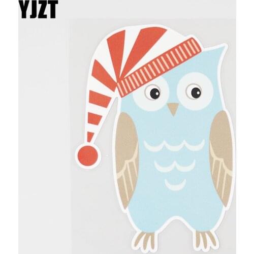 YJZT 10.6CMX15.1CM Owls In Hats PVC Decal Animal Modeling Car Sticker Window 11B-0355