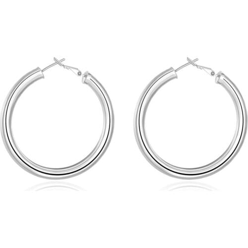 ZEMIOR Earrings For Women Vintage Style Copper Hoop Earring Silver Plated Simple Female Fashion Jewelry Friend Gift Hot Selling