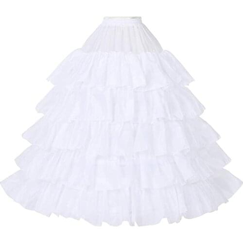 Petticoat Women Underskirt Bridal 4 Hoops for Wedding Dress Gown Floor Length Taffeta Black White Red Plus Size