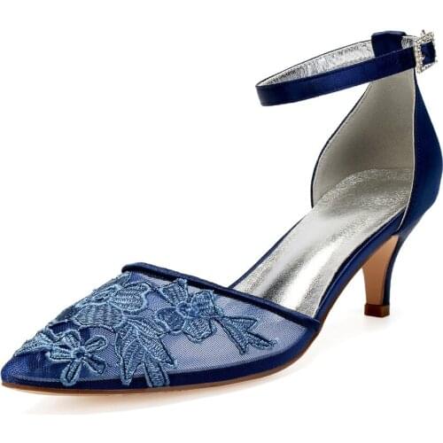 Creativesugar see through lace applique pointed toe lady shoes ankle strap elegant bridal bridesmaid wedding shoes lower heels