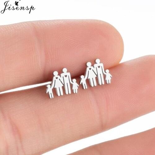 New Earrings Women Fashion Mum Dad Boy Girl Shaped Stainless Steel Stud Earring We Are Family Jewelry Best Mothers Day Gifts