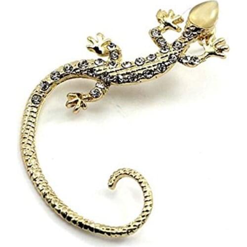 2Colors Fashion Gold Silver Rhineston Ear Cuff Earrings Gecko Lizards And Snake Exaggerated Ear Studs Women Fine Jewelry
