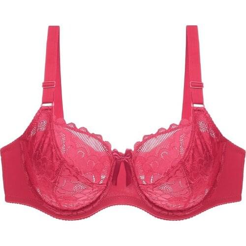 Womens Large size Lingerie Womens Full Coverage Underwire Non-padded Lace Floral Unlined Bra 36 38 40 42 44 46 E