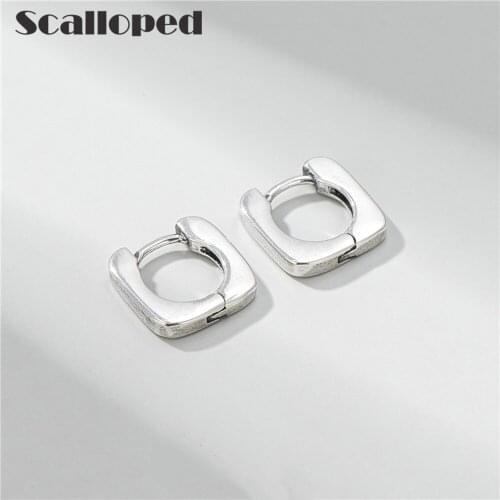 SCALLOPED Geometric Glossy Square Hoop Earrings 2021 New French Simple OL Style Women Vintage Jewelry Gift Brincos