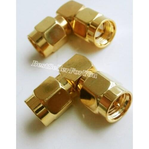 1Pcs SMA Connector Male Plug To SMA Connector Male Right Angle RF Adapter Connector