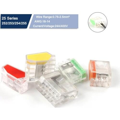10 PCS Mini Quick Wire Connector 252 253 254 255 Universal Compact Wiring Conductor Push-in Terminal Block For LED Conector