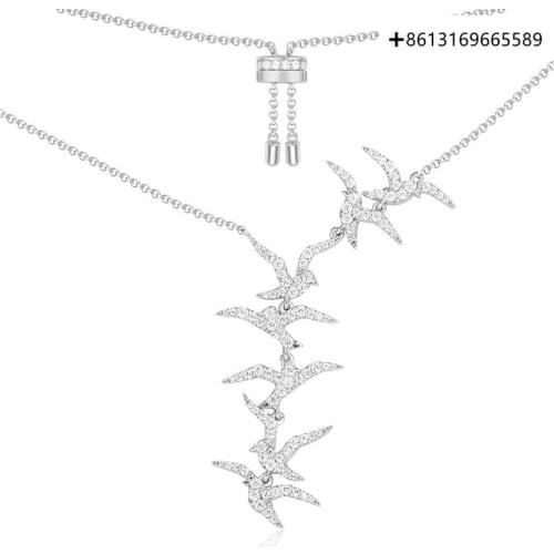 100% original high quality 1:1 copy French light luxury swallow necklace Female sweater chain fashion popular jewelry free posta