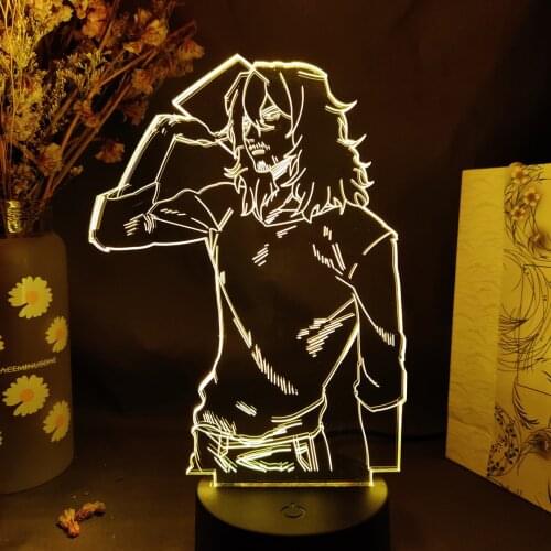 Anime My Hero Academia Figures Aizawa Shouta 3D Image Night Lamp Otaku Gift LED Sensor Lights Upward Lighting Room Desktop Decor