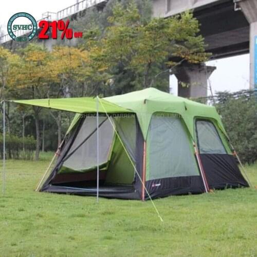 1pc Automatic Alumunum Pole 3-4 Person Double Layer Outdoor 1 Living Rooms And 1Hall Family Rain Proof Camping Tent