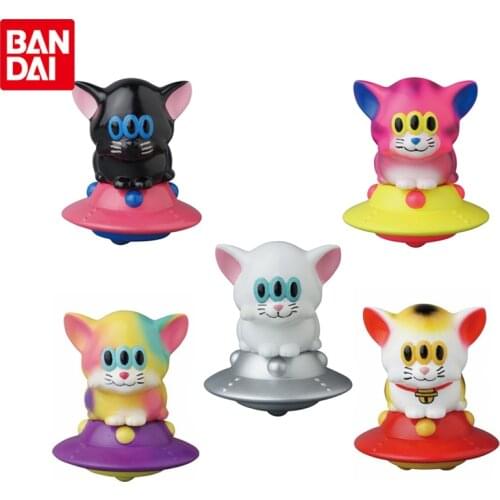 Bandai Genuine Gashapon VAG Soft Plastic Tide Play Three-eyed UFO CAT Kawaii Anime Action Figures Gacha Toys Gifts for Kids