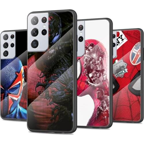 Cool Spider Man Tempered Glass Cover For Samsung Galaxy S21 Plus Ultra M21 M31 M51 A52 A72 Phone Case Coque