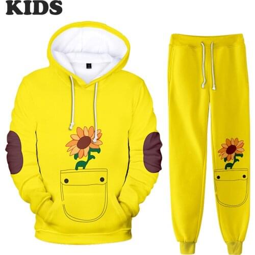 Childrens hoodie Sets WONDER EGG PRIORITY Hoodie Men Sweatshirt+Sweatpants Suits Women Cosplay Pullover Loose Casual 3D Printed