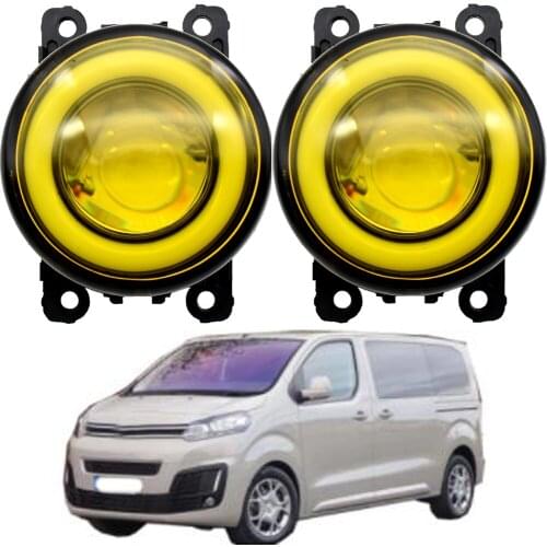 For Citroen SpaceTourer 2016-2018 Car H11 LED Fog Light Angel Eye DRL Daytime RunningFog Lamp12V 2 Pieces foglights fog lamps