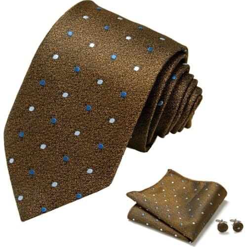 Brand Hot sale Birthday Present Tie Handkerchief Pocket Squares Cufflink Set Tie Clip Necktie hombre Formal Clothing Printed