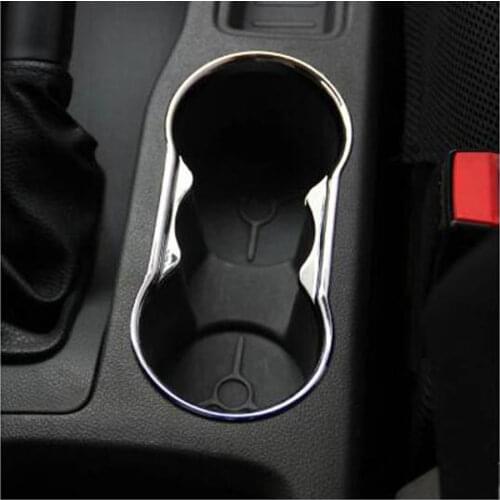 Chrome ABS Car Interior Water Cup Holder Panel Frame Trim Sticker Fit For Ford Focus 2 2005-2013 Fiesta 2/3 2009-2015