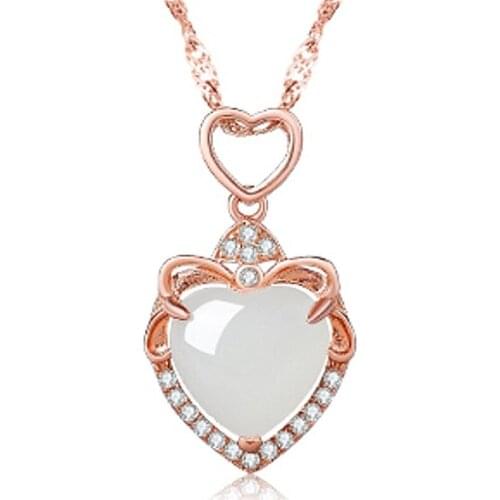 Classic Crystal Heart Pendant Necklace For Girl Bride Wedding Accessories Charm Silver 925 Necklace Female Clavicle Accessories