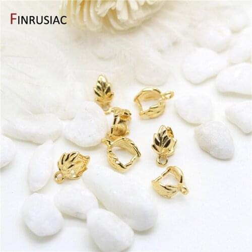 14k real gold plated leaf shape clip pinch bail for pendant making DIY Jewelry Findings