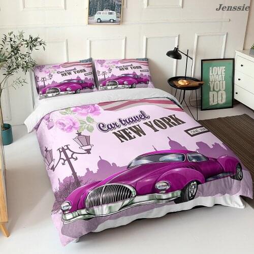 Vintage Classic Car Bedding Set Single Double Duvet Cover Scenery Quilt Cover Microfiber Bedclothes High Quality Bedroom Decor