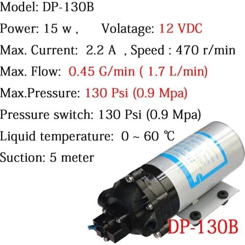 Micro Diaphragm Vacuum Water Pump DP-130B DC 12V Pumping For Watering Supply System Hygienic Pollution Control Filter CE Passed