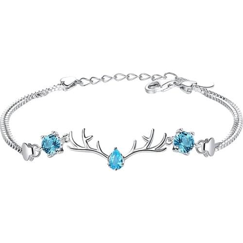 Fashion Bracelet For Women 100% Genuine 925 Sterling Silver Blue Zircon Bracelet Jewelry Accessories Anniversary Gift For Party