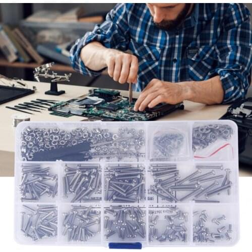 662PCS M2.5 Screw Set Flat Washer Elastic Washer Nut Screw Kit 304 Stainless Steel Screws Sets