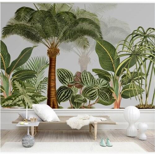 Custom 8D wall cloth hand-painted tropical plants Nordic simple decorative painting TV background wall wallpaper