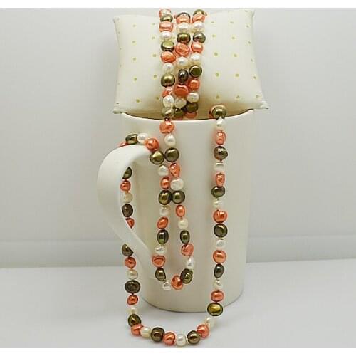 120cm Long Pearl Necklace Multicolor Baroque Genuine Freshwater Pearl Necklace Charming Women Gift Jewelry