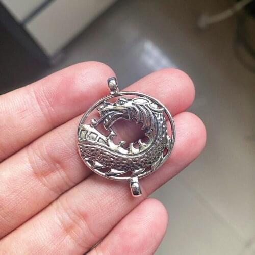 4pcs/Lot 34x28mm Dragon Connector Charms Tibetan Silver Color Pendant Fit For Jewelry Making Accessories Crafts Wholesale