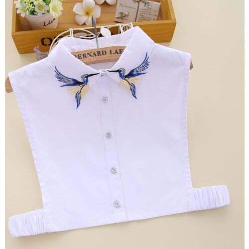 Colouful Embroidery Birds Collar Shirt Fake Collar Removable Peto Mujer Chemisier Autumn Fall Faux cols Elegant Nep Kraagie