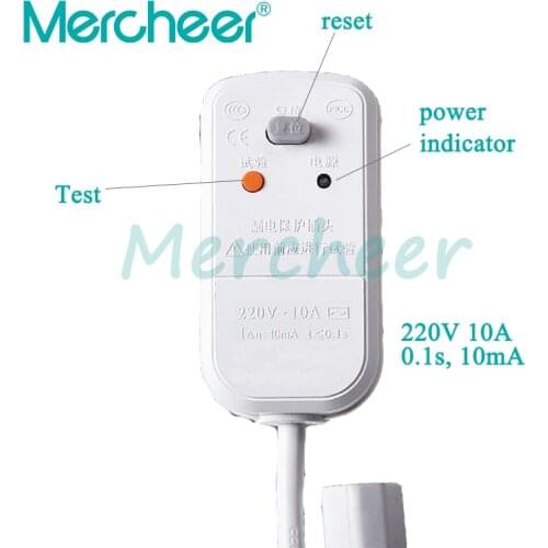 With Cable Protect Earth Leakage Residual Current Leakage Protection Plug 220V-240V 10mA 10A 3 Pins Plug