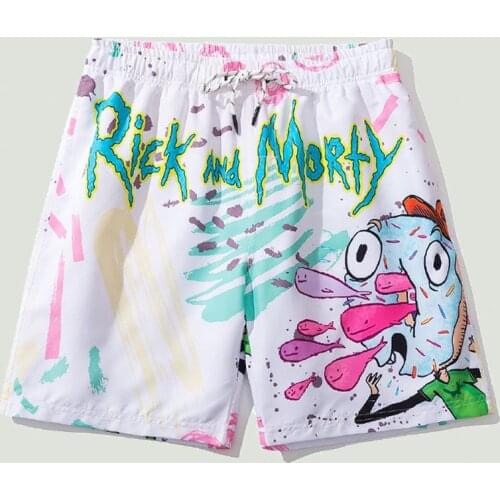 Fashion Cartoon Printed Couples Holiday Beach Shorts Mens 2021 Spring&summer New Casual Loose Intranet Breathable Mens Pants