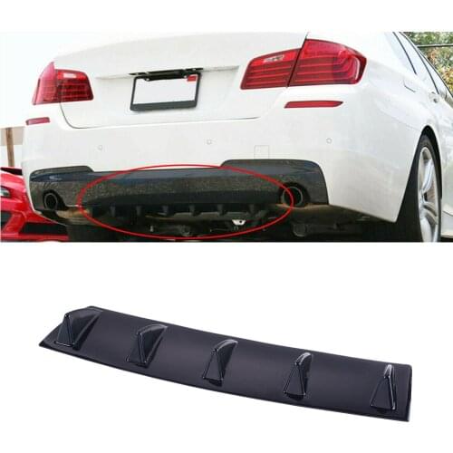 Universal Lower Rear Body Bumper Lip Diffuser Shark Fin Spoiler Gloss Black 5 Shark Fin Kit Spoiler