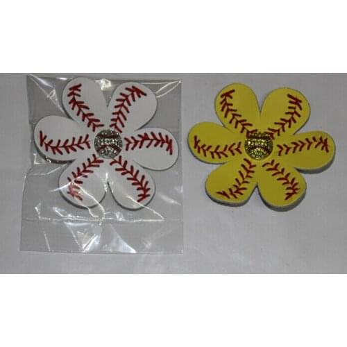 Softball Flower Hair Clip and Accessory,Softball Hair Bows,Softball Leather Flower