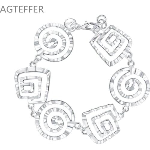 AGTEFFER 925 Sterling Silver Wave Whorl Bracelet For Women Wedding Engagement Party Fashion Jewelry