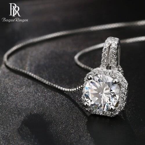 Bague Ringen Delicate Geometry Crystal Necklace for Women Fashion Silver 925 Jewelry 4 colors Gemstone Pendant Weddings Gift