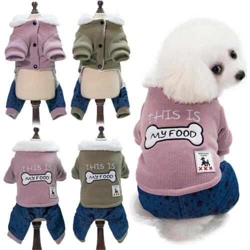 Winter Dog Jacket Puppy Windbreaker Jacket Pet Clothes Dog Thicken Bone Embroidered Four-leg Cotton Coat Dog Clothes Pet Costume