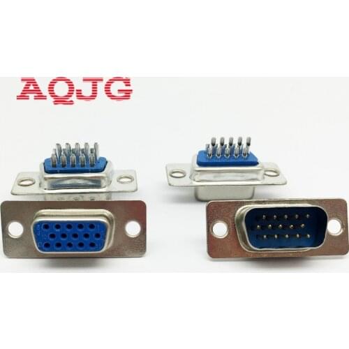 10 pcs D-SUB VGA 15 Pin Female Solder Type Connector Socket 3 Rows DB15F Female VGA 15 Pin Male Solder Male to female AQJG