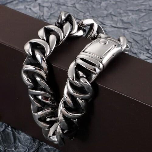 16mm 8.26'' Pure stainless steel Casting Link Chain Fashion vintage bracelet double chain Mens hip-Hop Boys gifts
