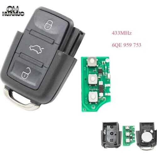 3 Buttons 433MHZ/434MHZ Remote Key for Key Part # 6QE 959 753 for VW FOX GOL YEARS 2009