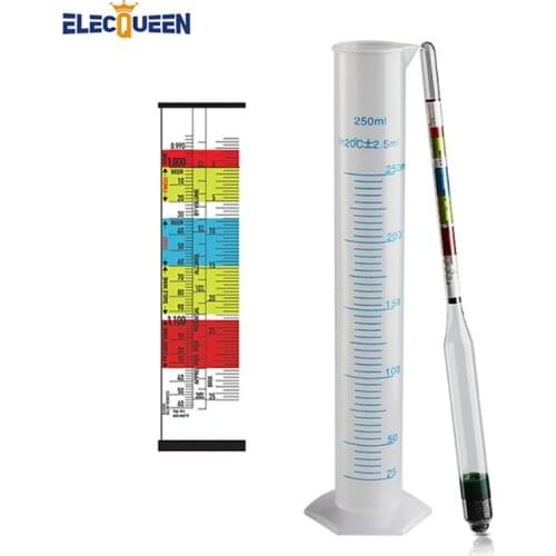 3 Scale Hydrometer Making Triple Scale hydrometer &250ML Graduated Cylinder Testing for beer and wine,home brewing