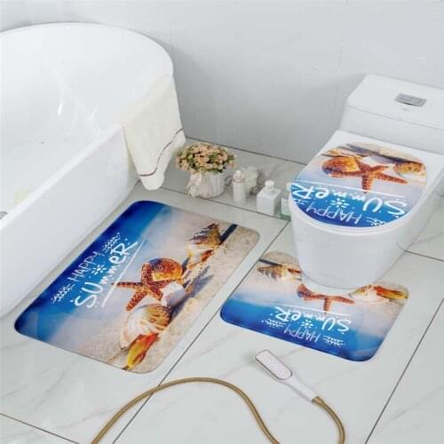 3Pcs/set Toilet Cover Bathroom Non-Slip Carpet Shower Room Flannel Waterproof Floor Mat Decoration Rugs Bath Entrance Doormat