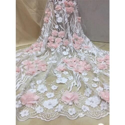 3D beads African lace fabric embroidered french tulle lace fabric latest arrival BZL-12.234 hot sale 5 yards