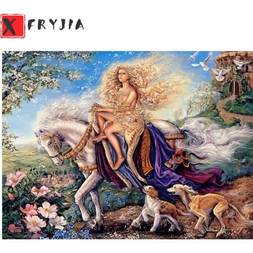 Diamond Painting Abstract art, sexy woman, white horse 5d Diamond Embroidery Full Display Diamond Mosaic Cross Stitch Decoration